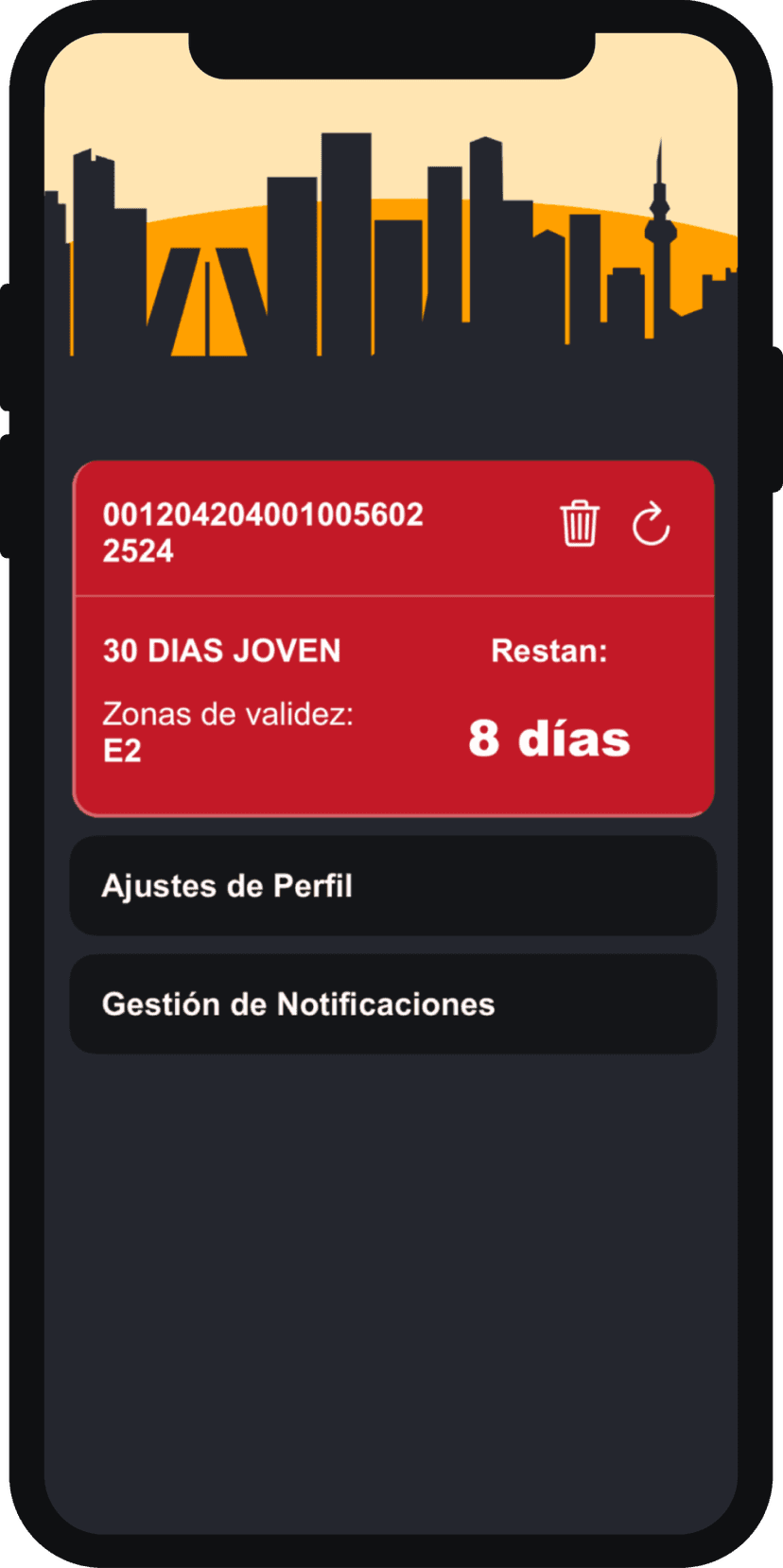 Gestión de abono transporte en MoviMadrid